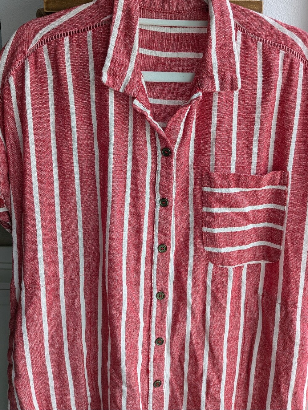 TJX Mixed Stripe 100% Cotton Button Down Shirt with Ladder Lace